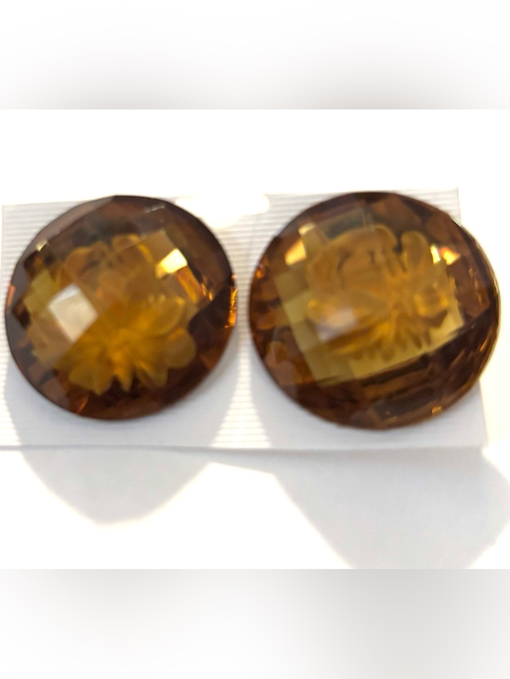 Fashion Jewelry Brown Faceted Round Clip-On Earrings